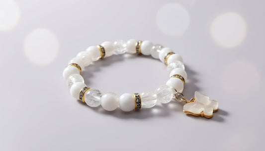 White Pearl Bracelet with Cross Charm